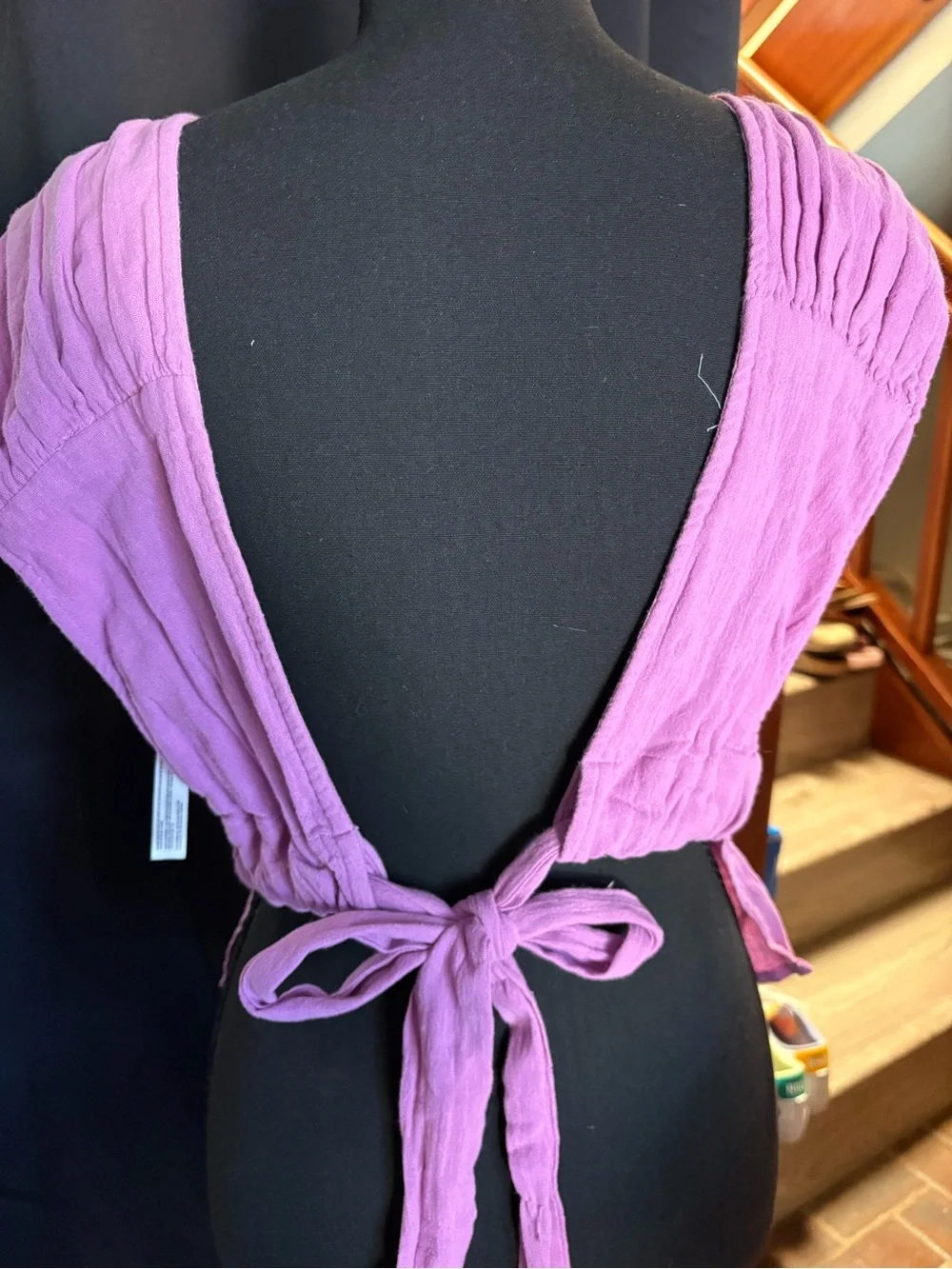 Free People Purple Smocked V-Neck Women's Top